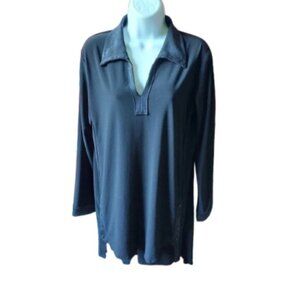 High Low Long Sleeve Black Tunic Top Size 8